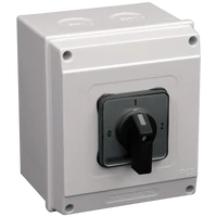 Tracon TKB-209/4T65 Tokozott választókapcsoló, 0-1-2 400V, 50Hz, 20A, 2×4P, 5,5kW, 48×48mm, 90°, IP65