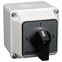 Tracon TKB-329/4T65 Tokozott választókapcsoló, 0-1-2 400V, 50Hz, 32A, 2×4P, 11kW, 64×64mm, 90°, IP65