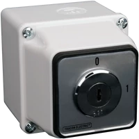 Tracon TKFK-20T Tokozott főkapcsoló, kulcsos, BE-KI (Kulcs 0-áll. kivehető) 400V, 50Hz, 20A, 4P, 5,5kW, 48×48mm, IP44