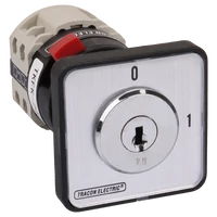 Tracon TKFK-25 Főkapcsoló, kulcsos, BE-KI (Kulcs 0-állásban vehető ki) 400V, 50Hz, 25A, 4P, 7,5kW, 48×48mm