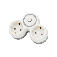 Tracon TND2-K Többférőhelyes, kapcsolós átalakító csatlakozó, szürke+fehér 2×SCHUKO, max.16A, 230VAC, 3680W, PP