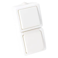 Tracon TR-PH03V Falon kívüli egy áramkörös kapcsoló+csatl.aljzat, függőleges 16A/250VAC, IP44(101)