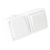 Tracon TR-PH09 Falon kívüli 2-áramkörös kapcsoló+csatlakozóaljzat 16A/250VAC, IP54, (105)