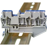 Tracon TSKB1/3K Háromkapcsos ipari sorozatkapocs, rugós, sínre, kék 0,14-1,5mm2, 500VAC, 17,5A