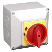 Tracon TSS-63/4T Tokozott biztonsági lakatolható szakaszoló kapcsoló 400V, 50Hz, 63A, 4P, 18,5kW, 64×64mm, IP44