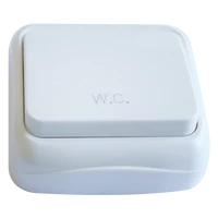 Tracon TTK-04W Falon kívüli nyomókapcsoló WC felirattal (tapétakapcsoló) 10AX/250VAC, IP20 (N101)