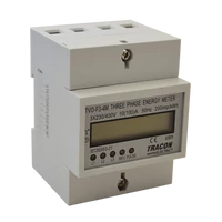 Tracon TVO-F3-4M LCD kijelzésű fogyasztásmérő, közvetlen,3 fázisú,4 modul 400V / 10 (100)A Pd=3W