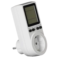 Tracon TVOD02 LCD kijelzőjű dugaszolható fogyasztásmérő 230 V, 50 Hz, 16 A, 3680 W, V,A,W,kWh,Hz,cosfi,cost