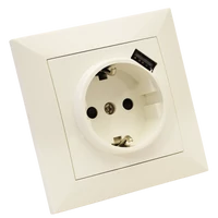 Tracon USB-21 Süllyesztett csatlakozóaljzat USB töltővel 1×16A/250VAC, 2P+E, USB:5V,2100mA (SCHUKO)