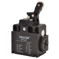 Tracon VT127 Helyzetkapcsoló, nyomógörgős 1xNO+1xNC, 6A/230V AC-15, 0,3A/250V DC-13, IP65
