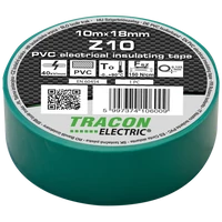 Tracon Z10 Szigetelőszalag, zöld 10m×18mm, PVC, 0-90°C, 40kV/mm