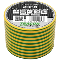 Tracon ZS50 Szigetelőszalag, zöld-sárga 20m×50mm, PVC, 0-90°C, 40kV/mm