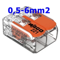 WAGO 221-612 Vezetékösszekötő oldható 41A/450V leágazás 2x 0,5-6mm2 átlátszó
