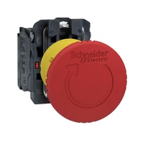 SCHNEIDER XB5AS8442, harmony komplett műanyag Ø40 gombafejű vészgomb, Ø22, forgatásra kioldó, 1NC