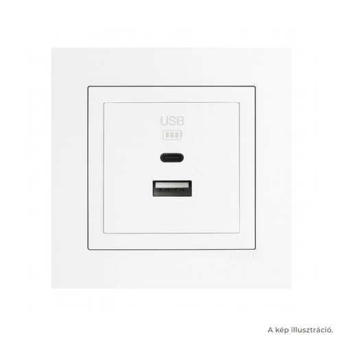 EFAPEL Fehér USB töltő aljzat (USB-A + USB-C) - komplett - mec21 (21381+90674_TBR+90910_TBR)