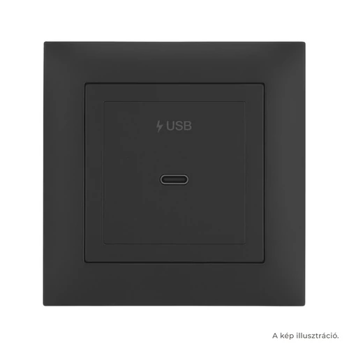 EFAPEL Fekete USB-C gyorstöltő aljzat - komplett - mec21 (21398+90676_TPM+90910_TPM)