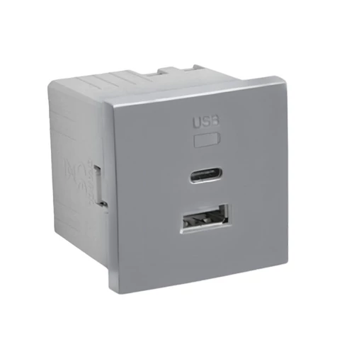 EFAPEL 45381_SAL dupla USB töltő (USB-A + USB-C), alumínium