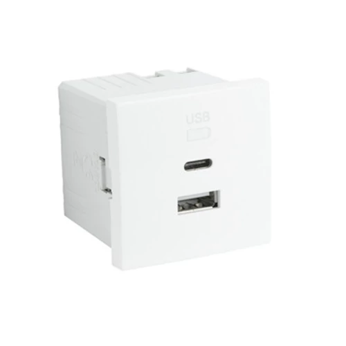 EFAPEL 45381_SBM dupla USB töltő (USB-A + USB-C), matt fehér