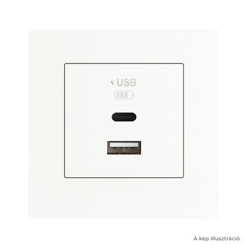 EFAPEL Fehér dupla USB töltő (USB-A + USB-C) - komplett - q45 (45381_SBR+45910_TBR+45993)