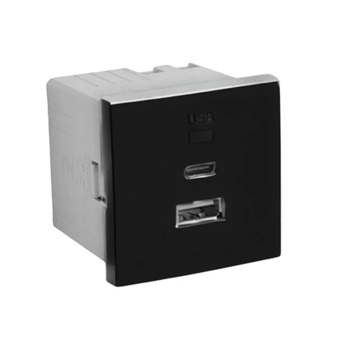 EFAPEL 45381_SPM dupla USB töltő (USB-A + USB-C), matt fekete