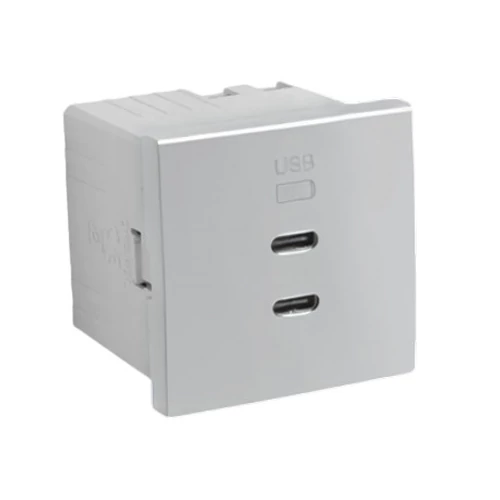 EFAPEL 45382_SAL dupla USB töltő (2x USB-C), alumínium