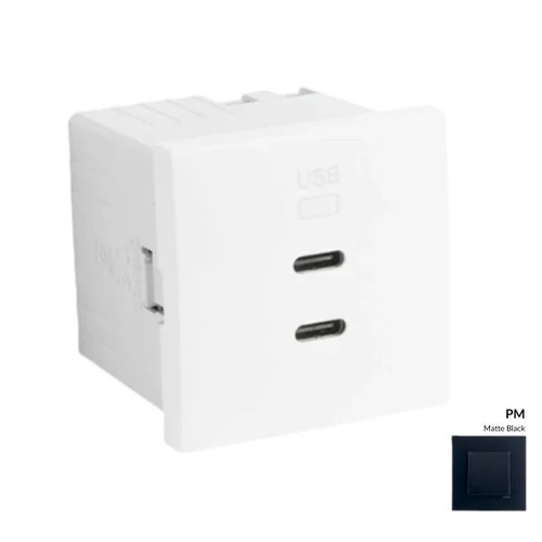 EFAPEL 45382_SPM dupla USB töltő (2x USB-C), matt fekete