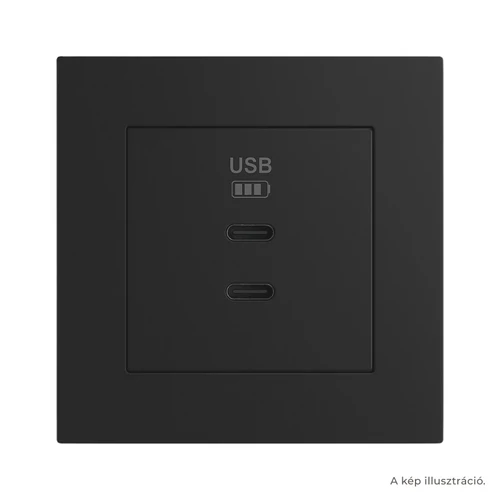 EFAPEL Fekete dupla USB töltő (2x USB-C) - komplett - q45 (45382_SPM+45910_TPM+45993)