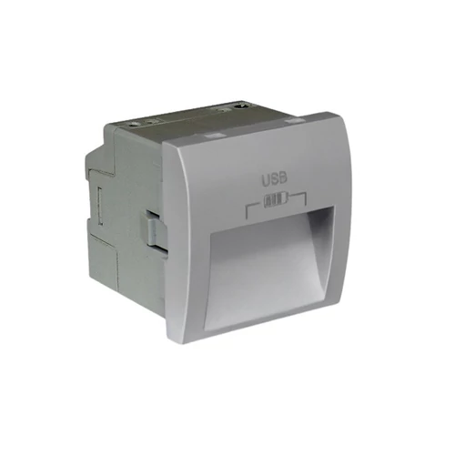 EFAPEL 45384_SAL dupla USB töltő (2x USB-A), 20°-os kimenet, alumínium