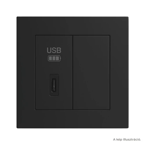 EFAPEL Fekete USB-C töltő, 1 modul + 1 vakfedél - komplett - q45 (45387_SPM+45973_SPM+45910_TPM+45993)