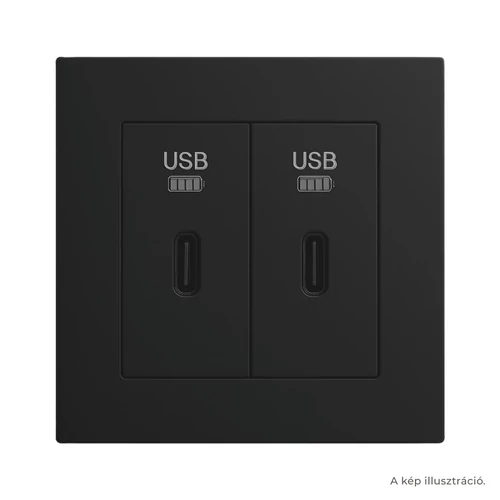 EFAPEL Fekete USB-C töltő, 1 modul x2 - komplett - q45 (2x45387_SPM+45910_TPM+45993)