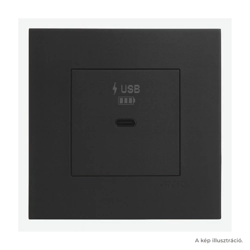 EFAPEL Fekete USB-C gyorstöltő aljzat (30W) - komplett - q45 (45398_SPM+45910_TPM+45993)