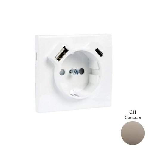 EFAPEL 50630_TCH Fedlap Schuko + USB-A + USB-C aljzathoz, pezsgő