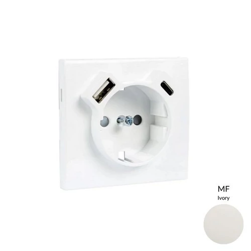 EFAPEL 50630_TMF Fedlap Schuko + USB-A + USB-C aljzathoz, elefántcsont