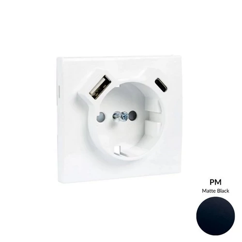 EFAPEL 50630_TPM Fedlap Schuko + USB-A + USB-C aljzathoz,matt fekete