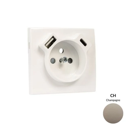 EFAPEL 50650_TCH Fedlap Francia dugalj + USB-A + USB-C aljzathoz, pezsgő