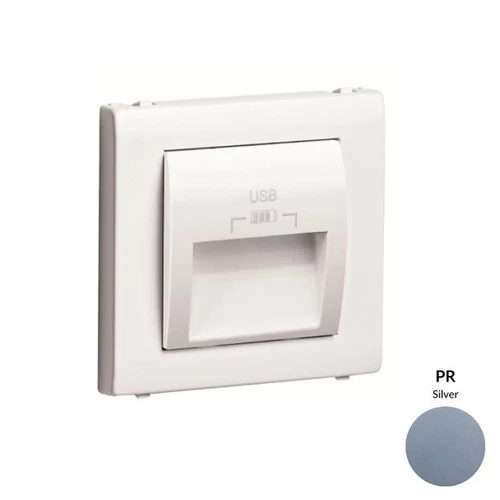 EFAPEL 50673_TPR dupla USB töltő (2x USB-A), 20°-os kimenet, ezüst