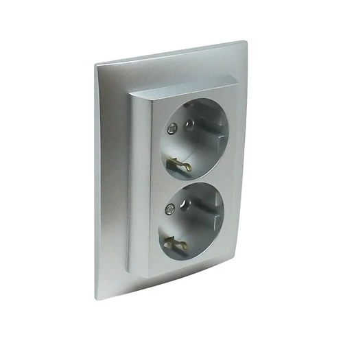 EFAPEL 90332_CAL gyerekzáras dupla dugalj, alumínium