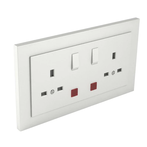 EFAPEL 90343_CGE Komplett dupla csatlakozóaljzat visszajelzővel (brit típusú) jég