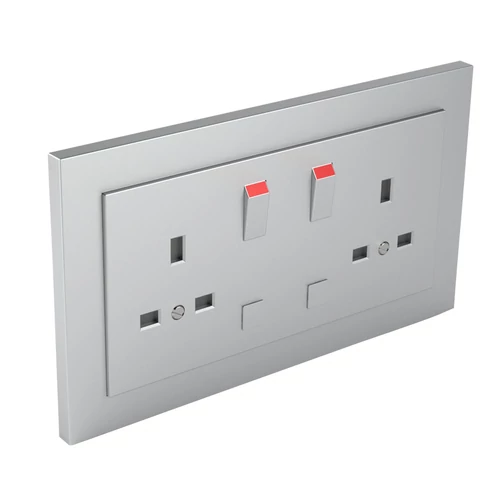 EFAPEL 90344_CAL Komplett dupla csatlakozóaljzat (brit típusú) alumínium