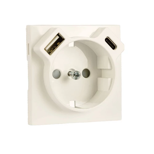 EFAPEL 90630 TMF - Fedlap Schuko + USB-A + USB-C aljzathoz, elefántcsont