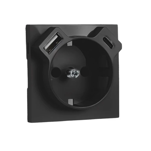 EFAPEL 90630 TPM - Fedlap Schuko + USB-A + USB-C aljzathoz, fekete