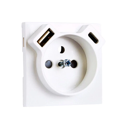 EFAPEL 90650 TBR - Fedlap Francia dugalj + USB-A + USB-C aljzathoz, fehér