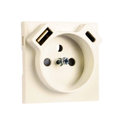 EFAPEL 90650 TMF - Fedlap Francia dugalj + USB-A + USB-C aljzathoz, elefántcsont