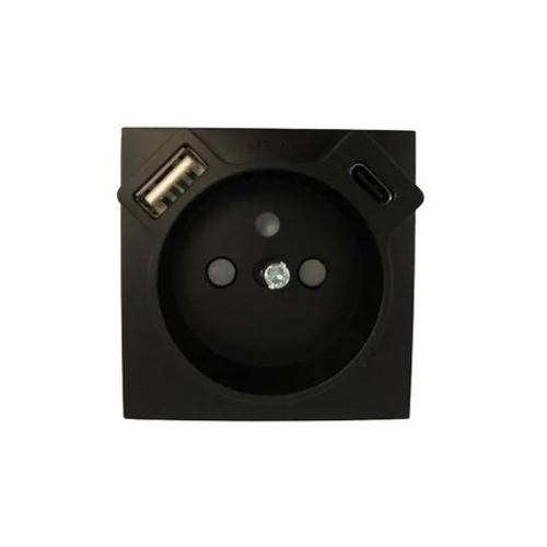EFAPEL 90650 TPM - Fedlap Francia dugalj + USB-A + USB-C aljzathoz, fekete
