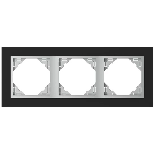 EFAPEL 90930_TEA Crystal Hármas keret, fekete kristály/alumínium