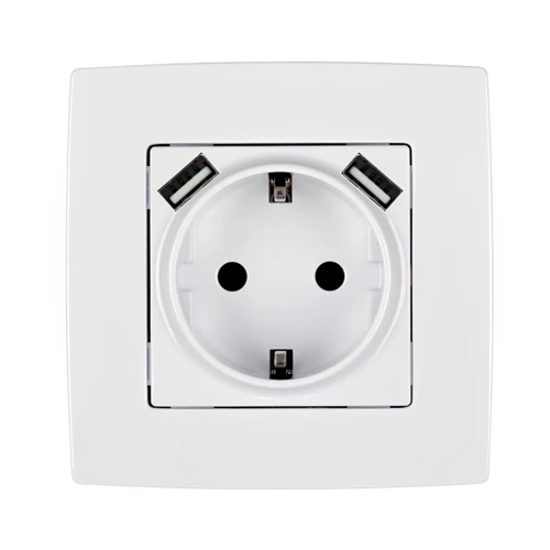 ELMARK 190062 CITY NÉMET TÍPUSÚ DUGALJ+2 USB FEHÉR