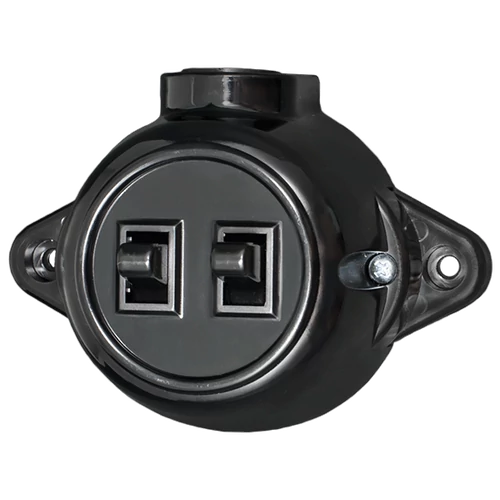 ELMARK 190201 ANTIK KÉTGOMBOS EGYIRÁNYÚ KAPCSOLÓ 10A 250V FEKETE
