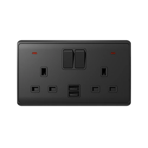 ELMARK 190882/A LONDON KETTŐS ALJZAT 2P GOMBOS KAPCSOLÓ NEON+USB AN