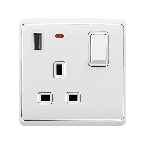 ELMARK 190887/WH LONDON EGYES ALJZATÚ 2P GOMBOS KAPCSOLÓ NEON+USB FEHÉR