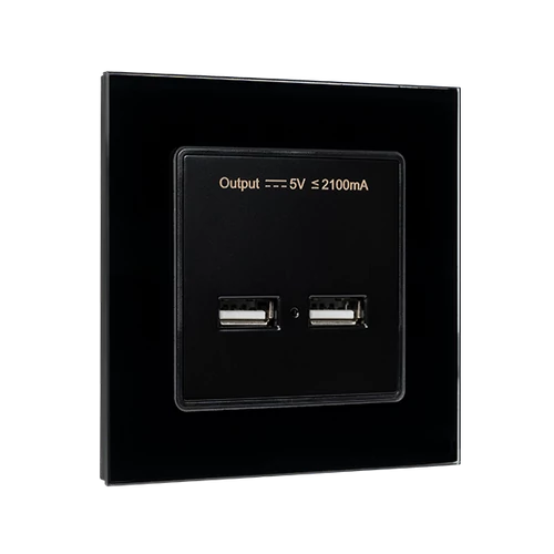 ELMARK 195028/BL KETTŐS USB ALJZAT ÜVEG KERETTEL, FEKETE